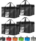 NZ home Insulated Bags for Food Delivery (3XL) Grocery Shopping Cooler Bag, Pizza Delivery, Hot & Cold Catering Tote, Reusable, Foldable & Heavy Duty (4 Pack, Black)
