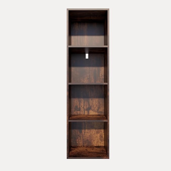 Book Shelf, 4 Cube Storage Organizer, Open Shelves Bookcase 9.3" x 11.8" x 41.7", Bookshelf for Living Room, Bedroom, Home Of
