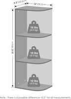 Furinno Reed Corner Shelf, 3-Tier Corner Bookshelf, Book Shelf, Corner Shelves, Storage Rack, for Organization and Storage, H