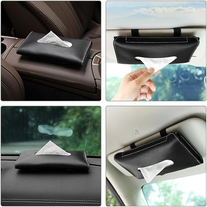 Cabilock Car Visor Tissue Holder Pu Napkin Case for Easy Access Stylish Sun Visor Organizer Quick Installation and Dirt-Resistant Design for Vehicle Accessories
