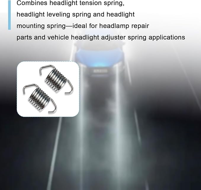 2-Pack Compatible Universal 459461 Left & Right Headlamp Adjustment Spring, Headlight Leveling Spring, Replacement Headlight Tension Spring, Auto Headlamp Mounting Spring, Headlamp Spring Kit