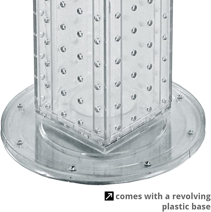 Azar Displays 700220-CLR Pegboard 4-Sided Revolving Counter Display, Clear Translucent Color