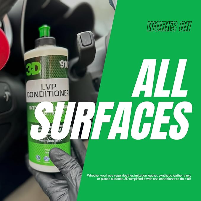 3D Leather, Vinyl & Plastic Conditioner | Restores, Conditions & Protects Car Interiors | Non-Greasy UV Protection for Seats,