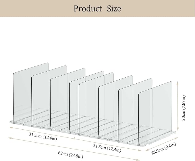 Purse Organizer for Closet - 2 Pack Acrylic Clear Shelf Dividers, Adjustable Bag Handbag Book Storage Organizer for Bedroom O