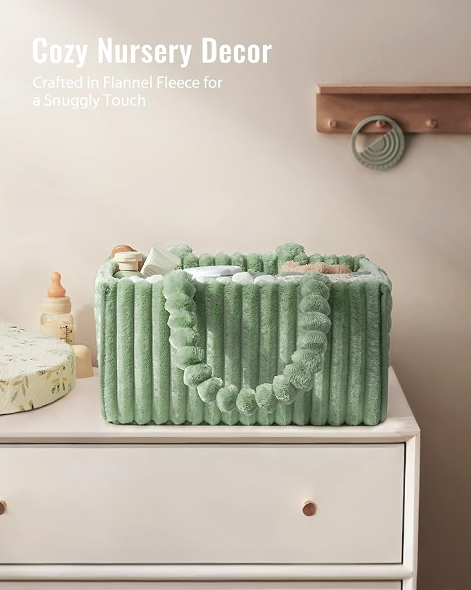 Blissful Diary Flannel Diaper Caddy Organizer, included Gift Packaging, Cozy Nursery Storage Basket, Gift for Baby Shower, Ne