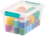 IRIS USA 4 Qt. Craft Storage Bins with Lids, 6-Pack, |Made in USA|, Clip Box, Small Plastic Sensory Bin Tote Organizer Contai