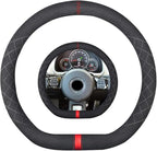 Suede D Shape Steering Wheel Cover,Compatible with Volkswagen Beetle Passat Golf Polo Tiguan Atlas Jetta SuedeLeather Sport Non-Slip Wheel Cover Car Accessories 15 inch for Man and Women