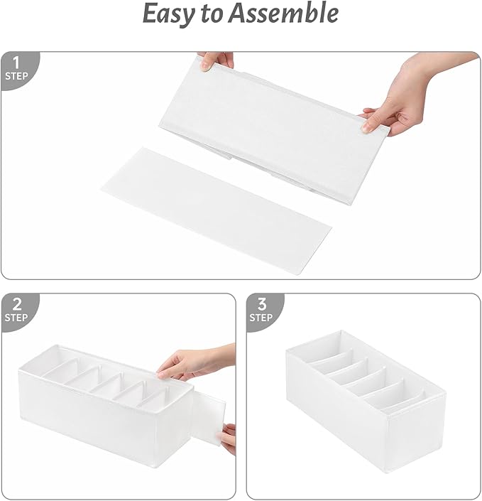 3 Packs Fabric Belt Organizer, 6 Grids Belt Organizer for Closet and Drawer, Foldable Dresser Drawer Organizers, Tie Holder -
