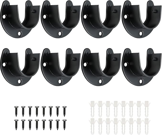 8 Packs Stainless Steel Closet Rod End Supports 1 Inch Wardrobe Bracket Heavy Duty Closet Pole Sockets Flange Rod Holder, U-S