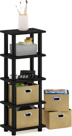 Furinno LACi 4-Bins System Rack, 11.3(W) x 28.8(H) Inch, Espresso/Black