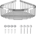 Shower Basket Brushed Stainless Shower Corner Shelf, 304 Caddy Stainless Steel Rustproof, Organizer Wall Mounted Basket(Inclu