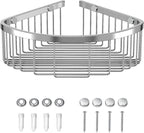 Shower Basket Brushed Stainless Shower Corner Shelf, 304 Caddy Stainless Steel Rustproof, Organizer Wall Mounted Basket(Inclu