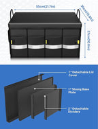 Oasser Car Trunk Organizer, 3 Compartments Collapsible Waterproof Car Organizer Storage with Foldable Cover, Reflective Strip,