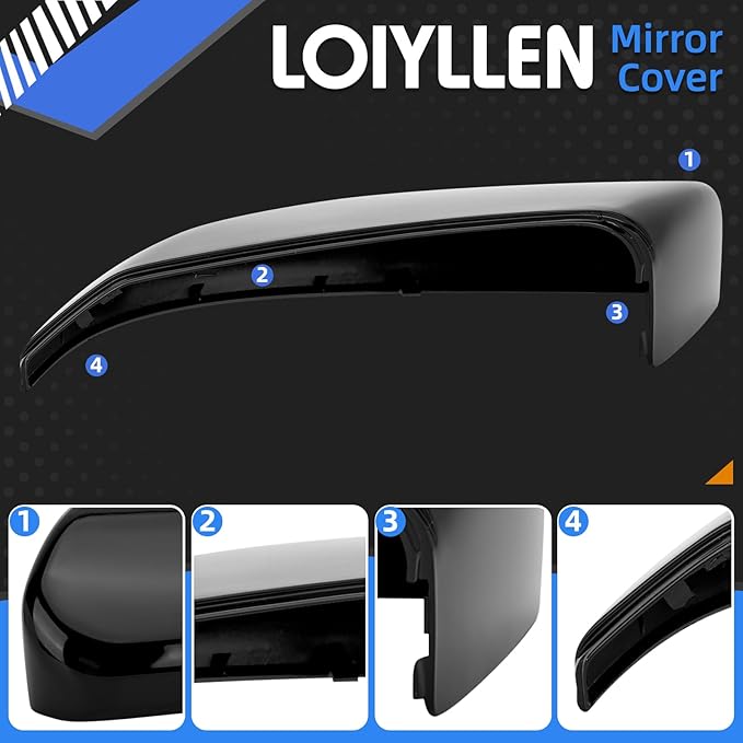 Driver Side Mirror Cover Replacement for Honda Civic 2016-2021, Insight 2019-2021 - Left Side Mirror Covers, Rear View Mirror Cap Black