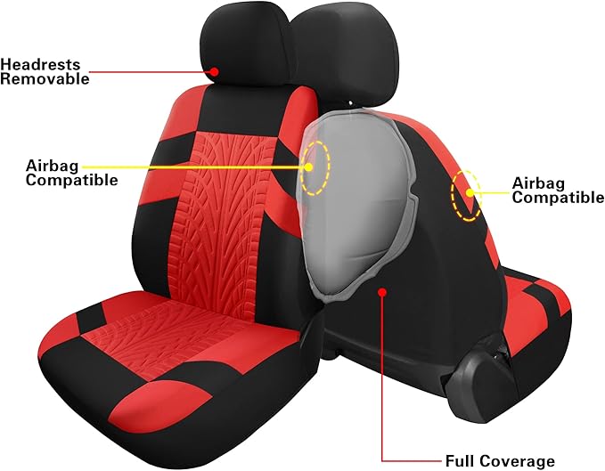 Pariitadin Car Seat Covers Front Pair, Washable and Breathable Seat Covers for Cars, Universal Fit Car Interior Covers for Mo
