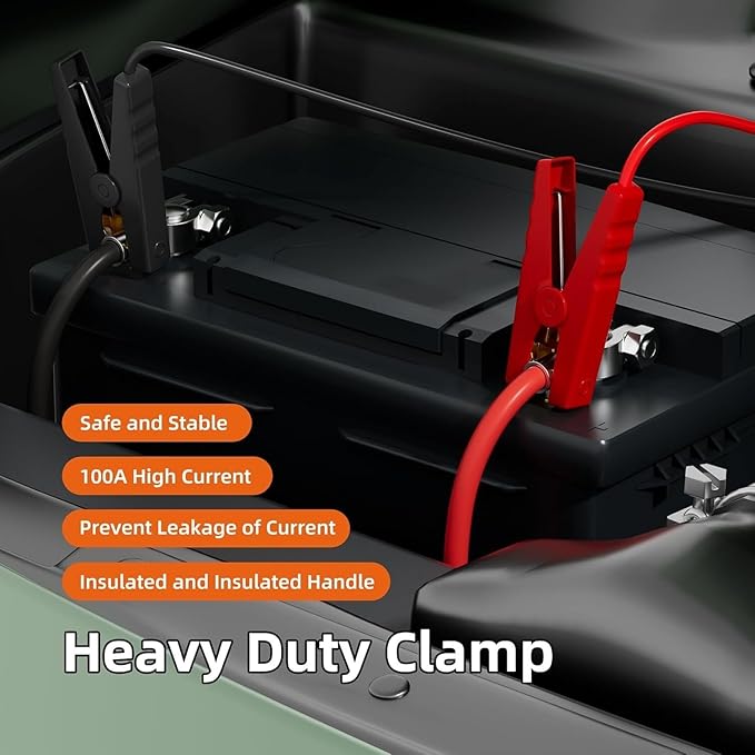 Jumper Cable Clamps Kit for Ridgid 18V Battery Jumper Starter Automotive Booster Cables 6Ft 12AWG Power Tool Line for Car Riding Mower Motorcycle