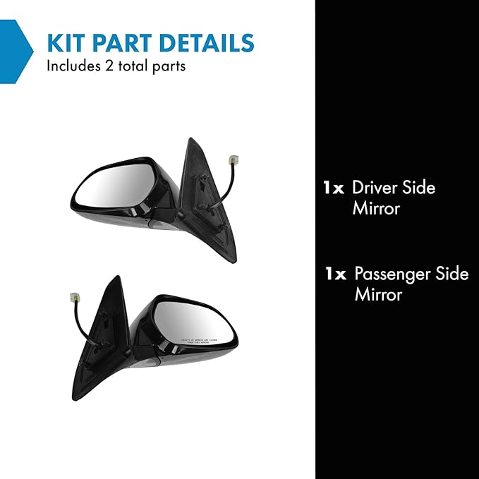 TRQ 2 Piece Driver and Passenger Side Mirror Assembly Set Electric Adjustment Heated Memory Black Compatible with 2003-2009 L