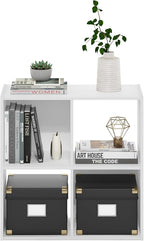 Furinno PELLI Book Shelf, 4 Cube Bookshelf with Open Back & Closed Back Cubes, 2 x 2 Storage Organizer Cabinet, 11.6 x 24.2 x