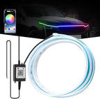 Ultra Thin LED Hood Light Strip, RGB Illusory Color Beam Kit, Multicolor Flexible LED Daytime Running Strip Lights for Cars, Trucks, Pickups, SUVs, etc (70in)