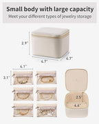 Vlando Jewelry Travel Case,Valentines Gift,Travel Jewelry Organizer with Clear Velvet Jewelry Bags 6Pcs Zipper Pouch for Wome