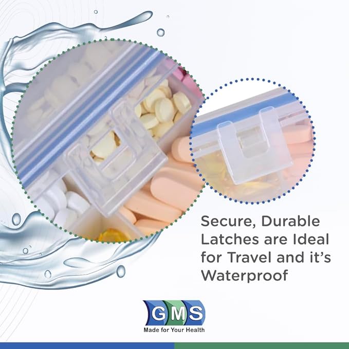 GMS 12 Compartment Vitamin Pill Organizer - Large Size Suitable for Multiple Supplements & Tablets - Safe, Secure Design with