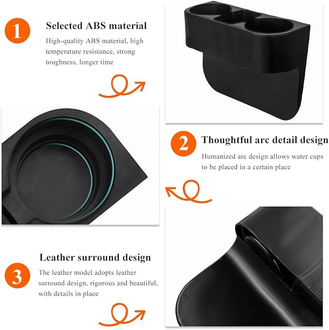 DXNQ Car Cup Holder Gap Filler Organizer, Multifunctional Auto Front Console Gap Filler with Cup Holder, Leather Extra Cup Ho