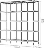LOKEME Wardrobe Closet,Portable Closet for Bedroom Steel Pipe Diameter 19mm Strong and Sturdy Grey Portable Closets for Hangi