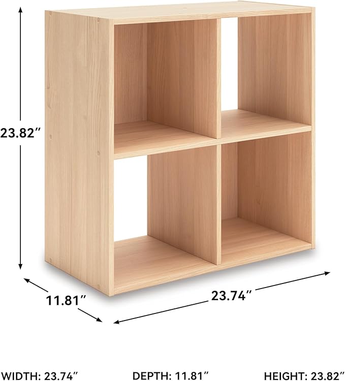 Signature Design by Ashley Piperton Contemporary 4 Cube Organizer for Storage, Fits 10.5" x 10.5" x 11" H Storage Bins, Wood,