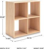 Signature Design by Ashley Piperton Contemporary 4 Cube Organizer for Storage, Fits 10.5" x 10.5" x 11" H Storage Bins, Wood,