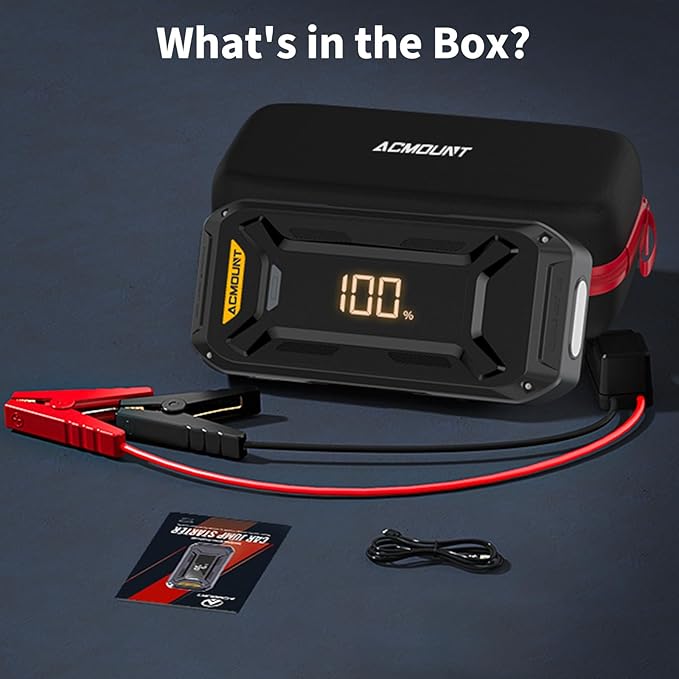 Acmount P120 Car Battery Jump Starter Portable, 7000A 12V Car Jumper Starter with Jump Box (All Gas/10.0L Diesel), LCD
