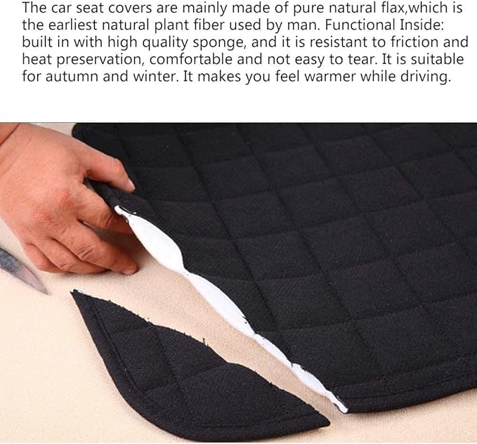 Suninbox Linen Seat Cover for Car,2 Pack Bottom Seat Covers for Trucks, Car Seat Cushion,Pads,Mat,Protector Universal Fit Mos
