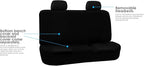 FH Group Car Seat Covers Flat Cloth Automotive Black Full Set, Rear Solid Bench Universal Fit Combo Steering Wheel Cover & Seat Belt Pads Car Seat Protector for Cars Trucks SUV Interior Accessories