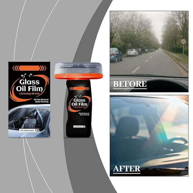 Glass Guard, Hand-Held Glass Emulsion Cleaner, Car Glas-s Oil Film Remover Brush, Windscreen Cleaner Remove Water Spots Dirt 