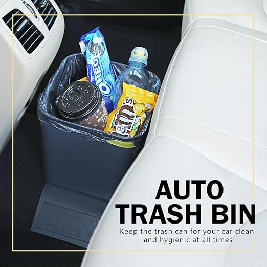 Car Trash Can 1.4 Gallon with Stability Flap & Magic Strips — No-Tip Leakproof Car Garbage Bin for Car Floor, Mats, Front or Back Seat, SUV, Truck, Van, Vehicle Interior Organizer (Gray)