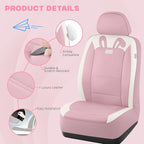 PIC AUTO Car Seat Covers, Cute Rabbit Premium Pink Leather Seat Covers, Universal Fit Front Seat Covers for Cars, Trucks, SUV