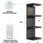 4-Tier Wall Shelf Unit with USB Rechargeable Led Light (Remote Controlled),Versatile Floating Display Shelves,Lack Style Wall