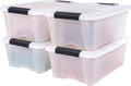 IRIS USA 13 QT Plastic Storage Box with Lid and Latches - 4 Pack - BPA-Free, Discreet Organizing Solution, Durable Nestable S