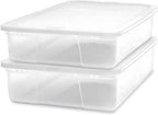 HOMZ 2-Pack Snaplock, Small Clear Plastic Storage Organizer Bins w/ Lids, 28 Quart, White - Stackable Container Boxes for Bed
