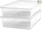 HOMZ 2-Pack Snaplock, Small Clear Plastic Storage Organizer Bins w/ Lids, 28 Quart, White - Stackable Container Boxes for Bed