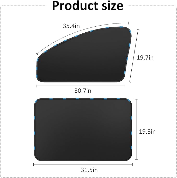 Car Curtains for Side Window - 2 Pcs Back Privacy Sun Shades Magnetic 100% Block Light Car Window Covers with Cooler Feeling (dexterous, back-2pcs)