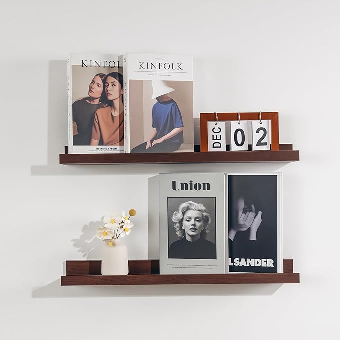 NEXHOME PRO Floating Shelves for Wall Set of 2,24 Inches Picture Ledge Shelf, Kids Bookshelf Wall Mounted for Living Room Bed