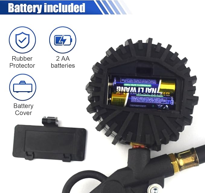 Digital Tire Pressure Gauge with Inflator - 250 PSI Heavy Duty Tire Inflator with Gauge & Quick Connect Coupler - Car Tire Air Chuck and Compressor Accessories - 0.1 Display Resolution (1 Pack)