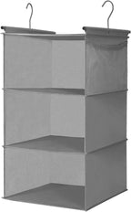 MAX Houser 3 Tier Shelf Hanging Closet Organizer, Closet Hanging Shelf with 2 Sturdy Hooks for Storage, 2 Pack, Foldable (Gre