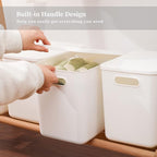 Yishyfier Plastic Storage Baskets Bins Boxes With Lids,Organizing Container White Storage Organizer Bins For Shelves Drawers 