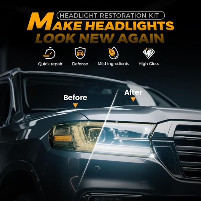 Automotive Headlamp Restoration Fluid Oxidized Kit, 2026 Car Headlight Cleaner and Restorer Coating Spray Kit, Headlight Restoration Kit for Foggy Yellowing Oxidation (1 Set)