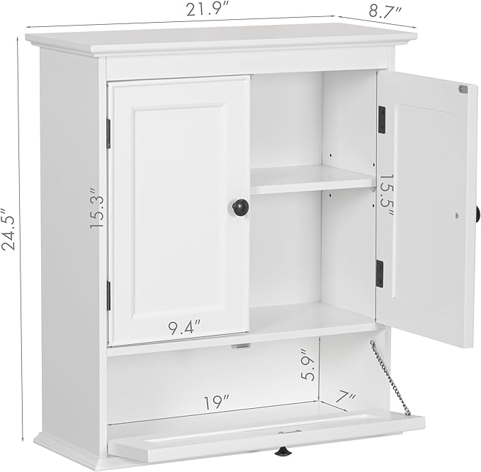 Spirich Bathroom Cabinet Wall Mounted, Small Bathroom Wall Cabinet Over Toilet, Medicine Cabinet Organizer with Doors and Adj