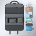 2 Pack Leather Car Backseat Organizer with Foldable Table Tray, Car Storage Organizer with Tablet Holder, Car Seat Back Protectors Kick Mats Travel Accessories