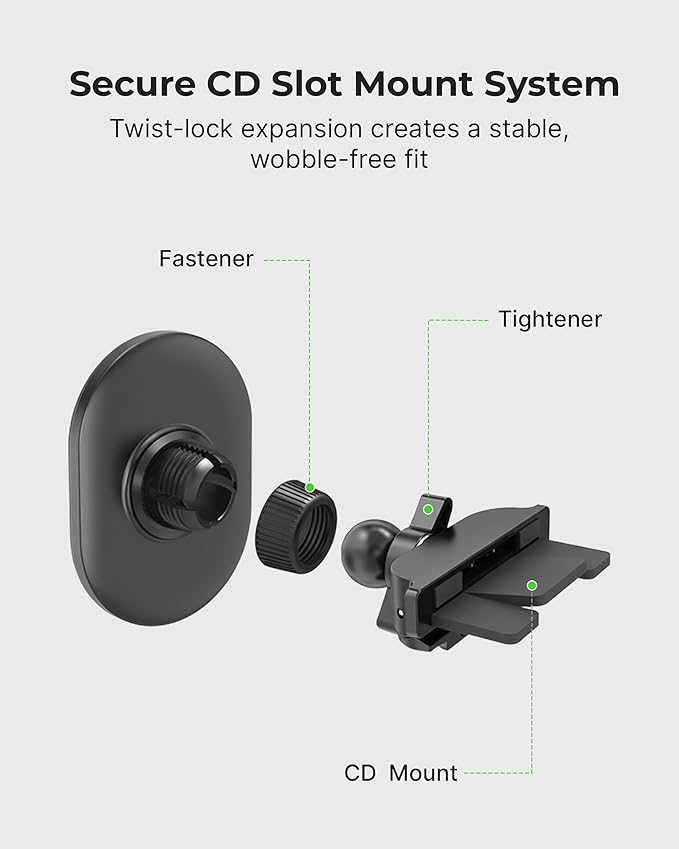 Magsafe Magnetic CD Slot Mount (Version 2.0) Compatible with Compatible with iPhone 14/15/16/17, & iPhone Air, Galaxy, 360° Rotation, Magnetic Car Phone Holder Charger, Fast Charging