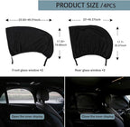 4PCS Car Window Shades with Zipper,Breathable Car Window Cover Baby Window Shades for Car,Camping Essentials Side Window Sun Shade for Privacy Protection Fits Most Cars