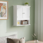 Smuxee White Bathroom Cabinet Wall Mounted, Small Bathroom Medicine Cabinet with 2 Door Adjustable Shelves, Bathroom Wall Cab